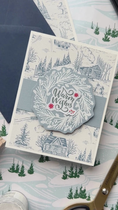 Instructions to create a Once Upon A Winter themed holiday card.
