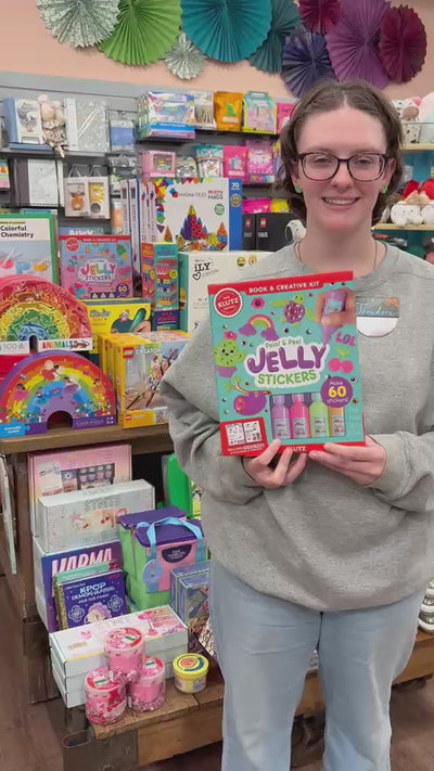 Video of Paper Source staff showing the Paint & Peel Jelly Sticker Kit.