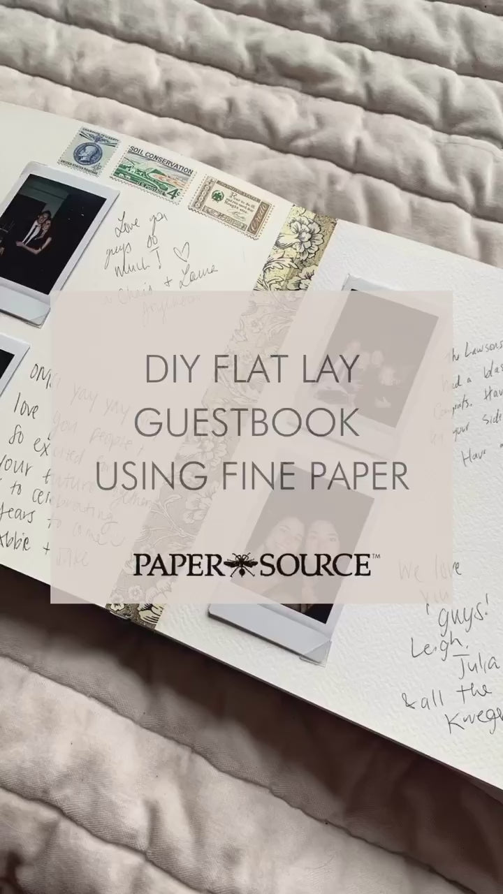 Video detailing a creative way to use paper to bind a DIY guest book.