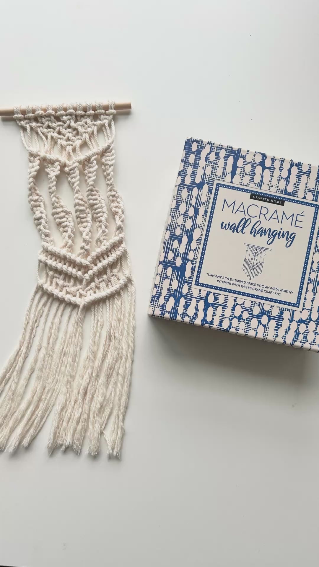 Video demonstrating how to assemble the macrame wall hanging kit.