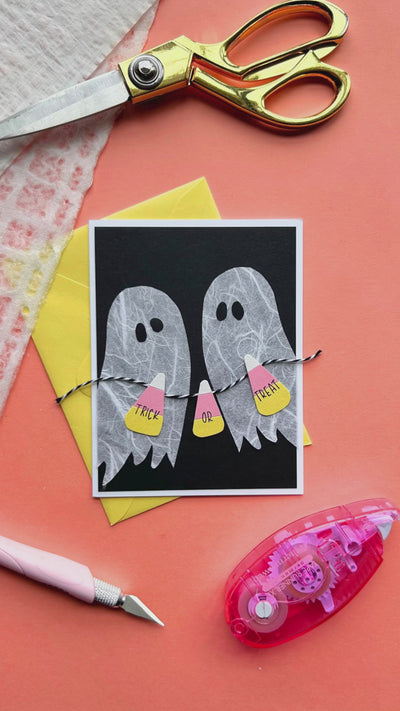 Video displaying how to create a DIY ghost candy corn card.