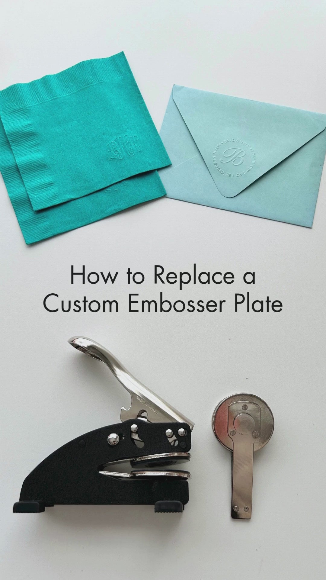 Step-by-step video detailing how to replace the custom embosser plate.