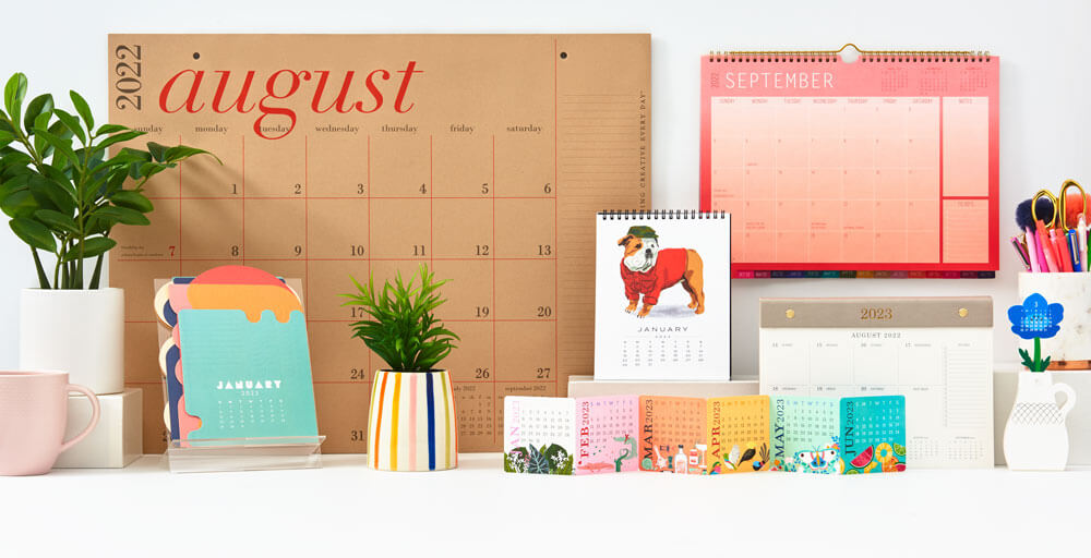 Colorful and artful calendars and planners.