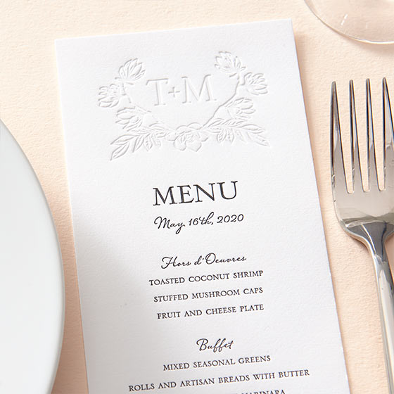 elegant wedding menu.