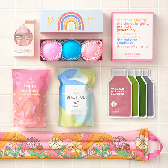 Bright and colorful health and wellness gifts.