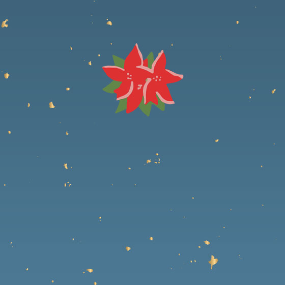 Cute icon of poinsettias on a light blue background.